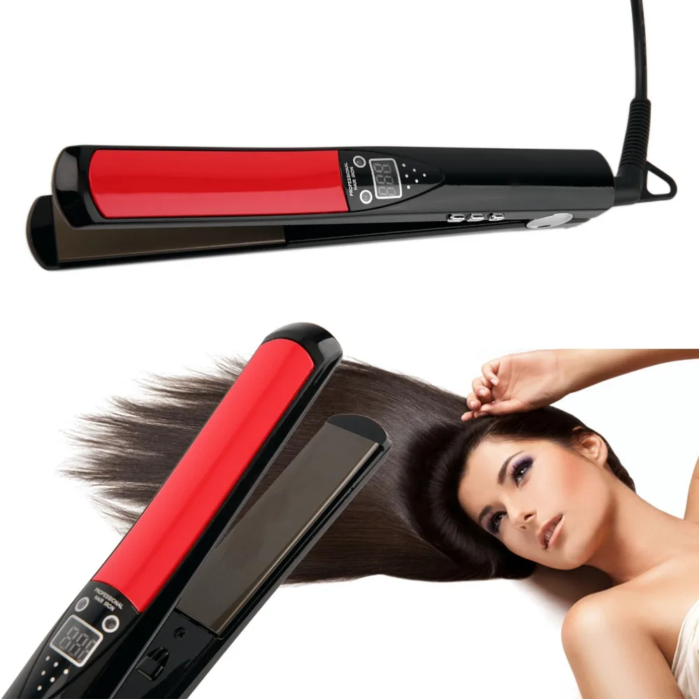 

Professional Hair Straightener Digital LCD Display Titanium plates Flat Iron Straightening Irons Styling Tools EU Plug New