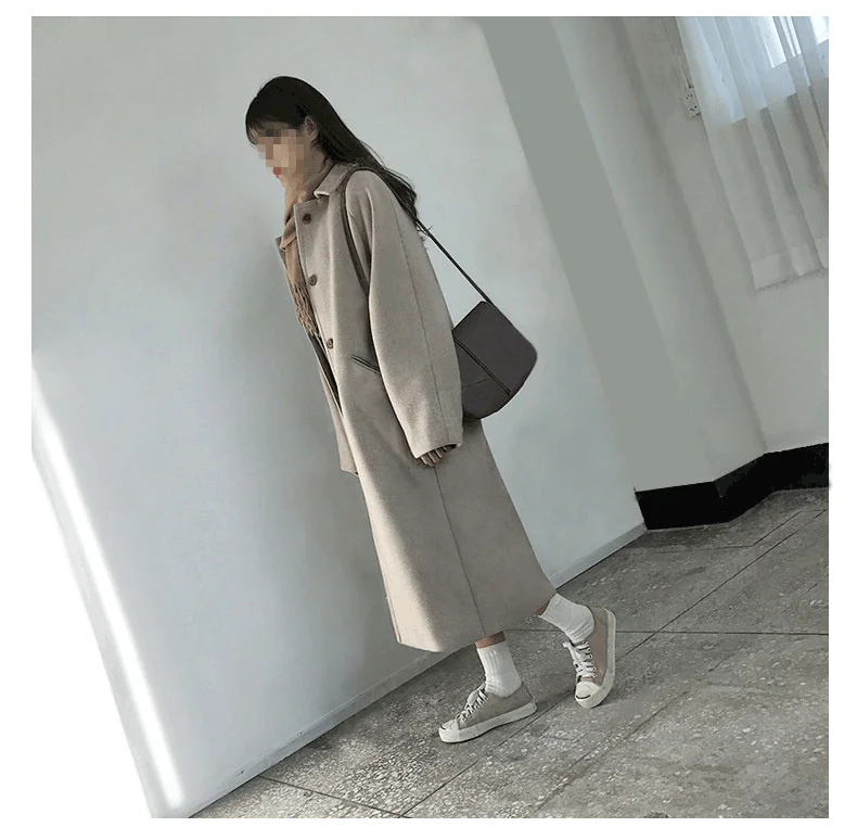 Heydress осеннее зимнее шерстяное пальто простое однотонное однобортное женское длинное шерстяное пальто с отложным воротником для отдыха