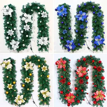 

2.7m Christmas Ball Decoration Rattan Christmas Door Head Decoration Party Christmas Decoration Stair Railing Pendant