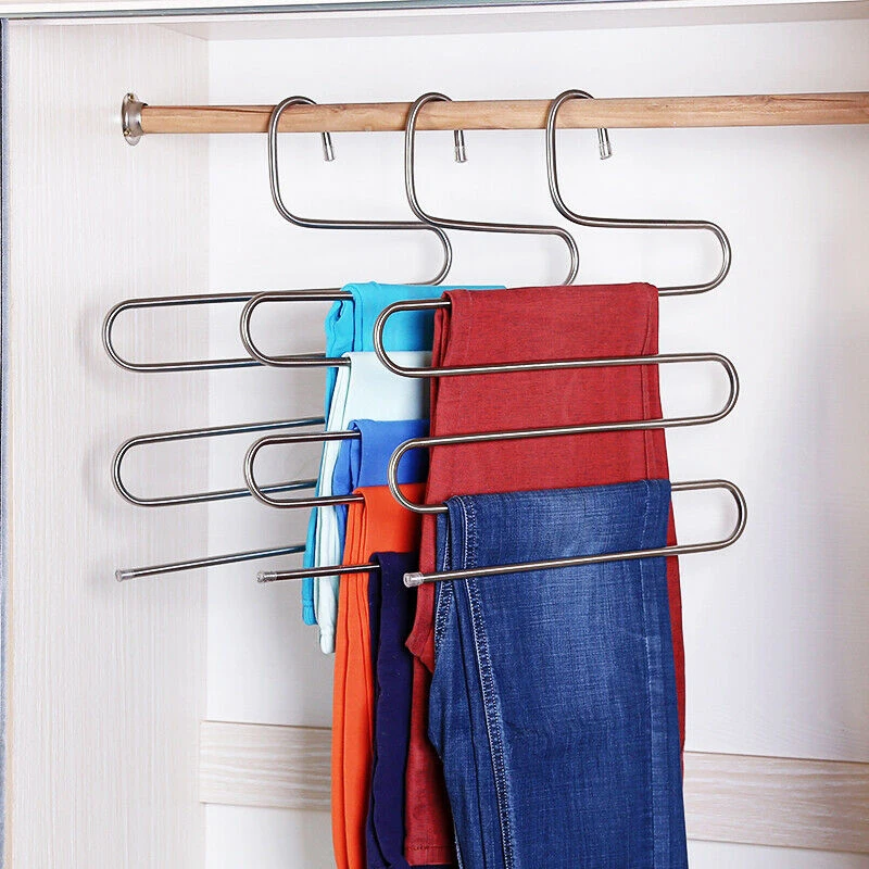 

Trousers Hanger 5 Layers Pants Scarf Hanger Holder Organizer Rack S-Type Hot