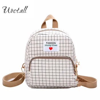 

2019 new canvas Plaid mini shoulder bag women's small fresh casual Joker backpack ins Super Fire bag