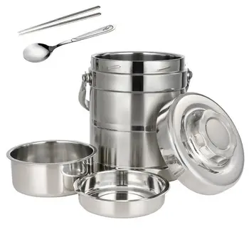 

Double-layer Stainless Steel Heat Preservation Bucket, Three-layer Lunch Box, Adult Lunch Box, Lunch Box, Large Capacity Lunch
