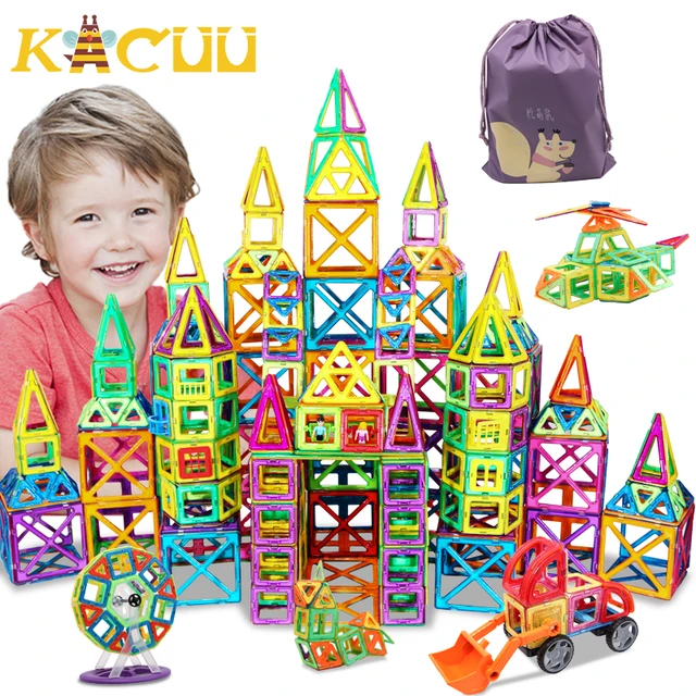 32-262pcs DIY Magnetic Constructor Triangle Square Big Bricks Magnetic Building Blocks Designer Set Magnet Toys For Children 1