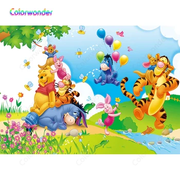 

Cartoon Winnie Pooh Children Birthday Party Photography Background Decor Baby Shower Photo Booth Studio Prop Photocall Backdrop