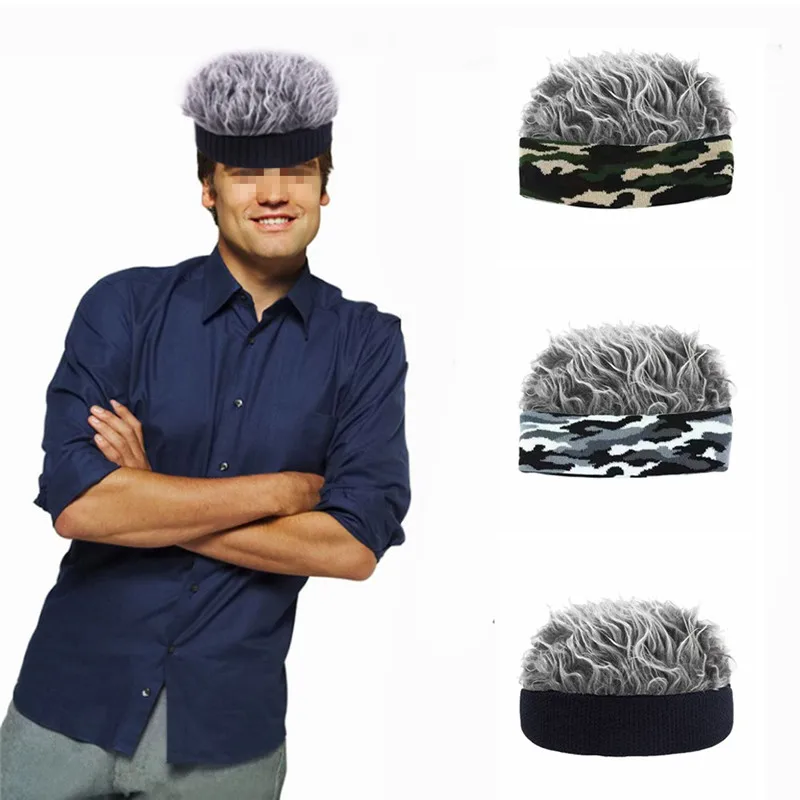 

Men Wig Hat Novelty Hair Visor Sun Cap Wig Peaked Adjustable Baseball Hat With Fake Hair Toupee Funny Hair Snapback Hats