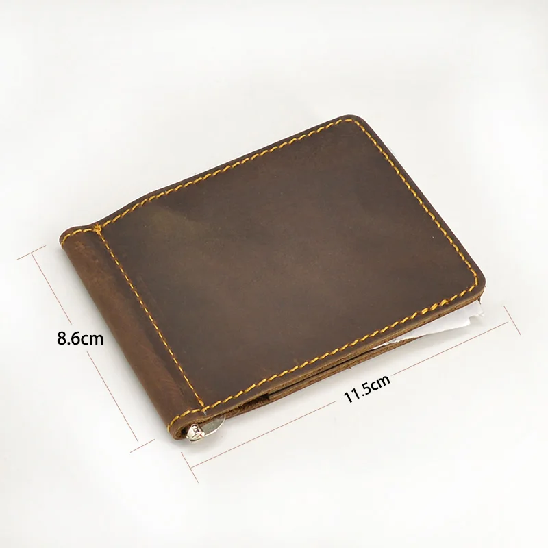 Handmade Genuine Leather Mens Money Clip Wallet with Card Holder Money Holder Wallet Vintage Mens Wallet Clip Bill Holder 5