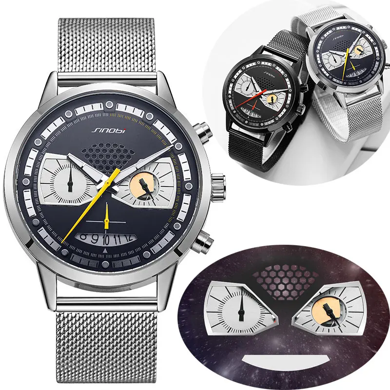 

Unique Face Design Milanese Strap Quartz Men Watch Simple New Style Busines Funny Men Women Luminous Watch Sport Casual