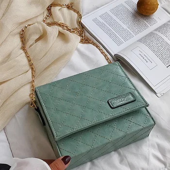 

Retro ringer chain Cross body bag for women 2020 new luxury female Shoulder Messenger Bag fashion PU leather bag Mini square bag