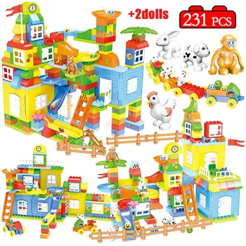 

231pcs Castle Big Size Building Blocks Duploed City House Track Large Slide Particle Bricks Education Toys for Kids