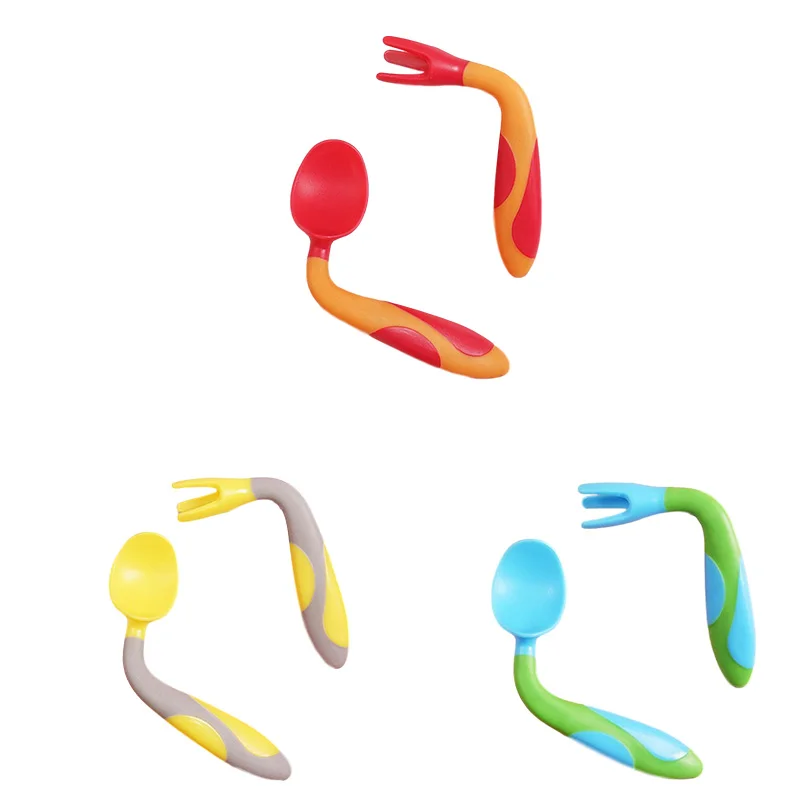 

Infant Learn To Eat Training Fork Spoon Baby Bendable Rice Spoon Gift Box To Send Storage Box Children Learn To Eat Tableware