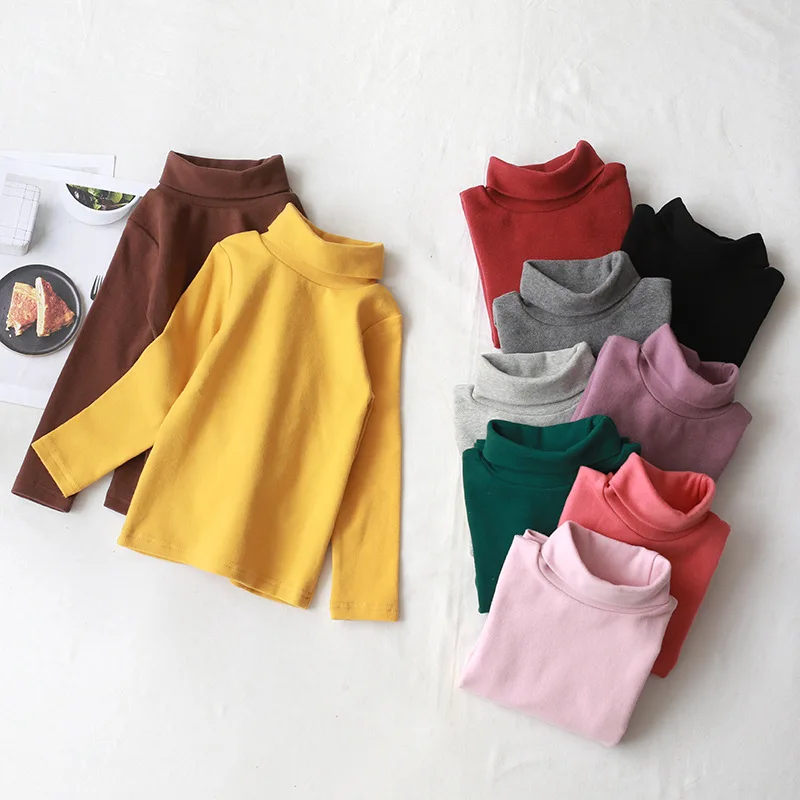 Теплая блузка для девочек; коллекция года; осенняя одежда для малышей; хлопковые школьные Блузы; топы с длинными рукавами; однотонные футболки; детские базовые Блузы для малышей