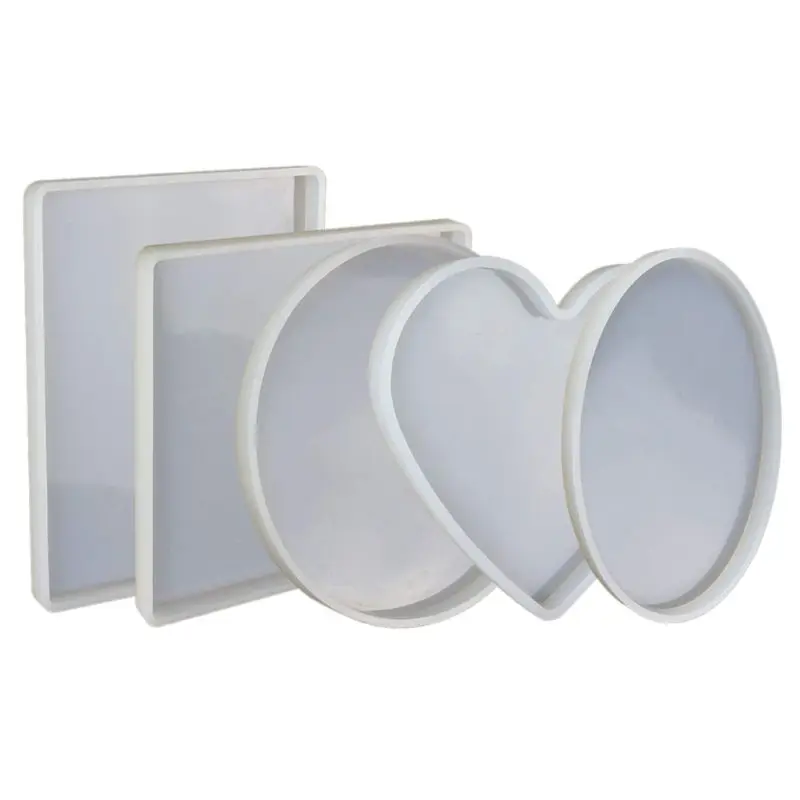 Large Coaster Silicone Resin Mold Round Square Rectangle Heart Oval Shape Molds