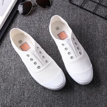 

2020 New Men's platform shoes Breathable Elastic band Canvas Shoes Classic Cotton Fabric Slip On Casual Sneakers Male K13-64