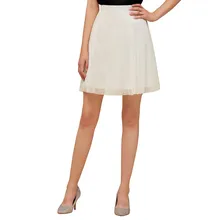 Summer Women High Waist Chiffon Skirt Knee Length A line White Pink Short Office Faldas Korean School Clothes 2020