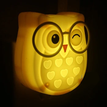 

LED Night Light Owl Soft Auto Light Control Sensor Lamp EU Plug Indoor Lighting Socket Lamp Animal Nightlight