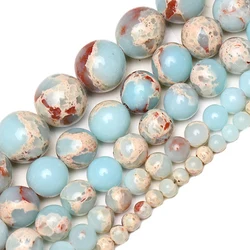 Wholesale Natural Lake Blue Turquoise Jasper Beads - Versatile Sizes - 8mm about 46pcs (ShouShan Stone)