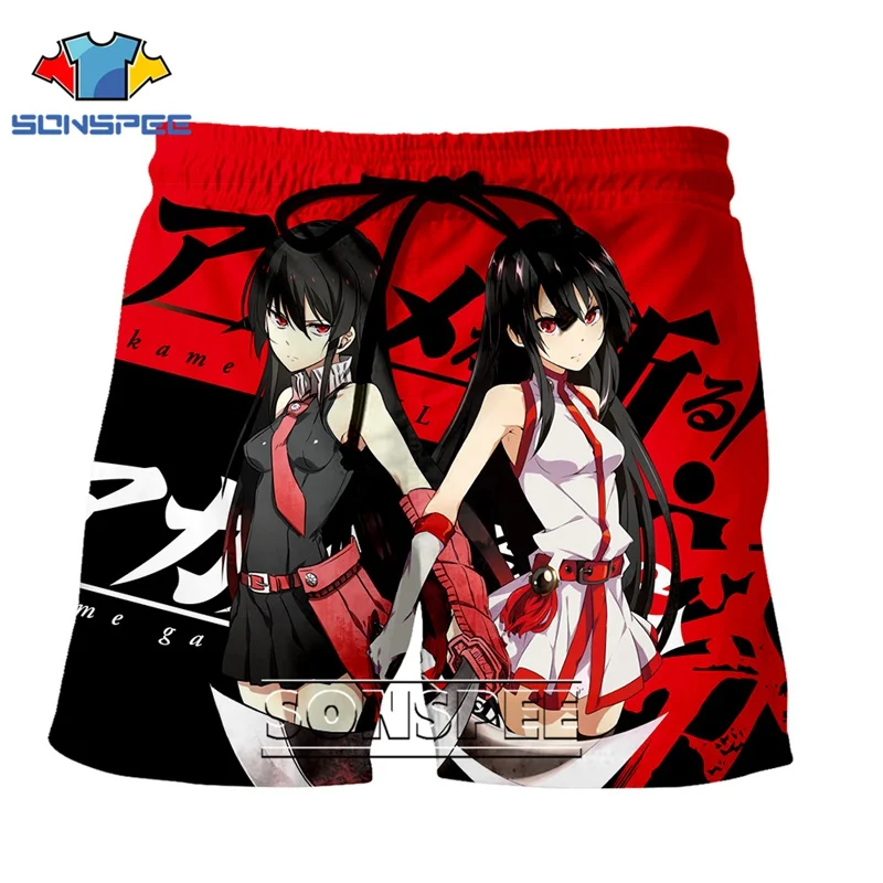 Модные шорты в стиле панк, повседневный костюм в стиле аниме, для мужчин и женщин, топ Akame Ga Kill, Детская уличная рубашка для отдыха, спортивные пляжные тренировочные брюки в стиле Харадзюку