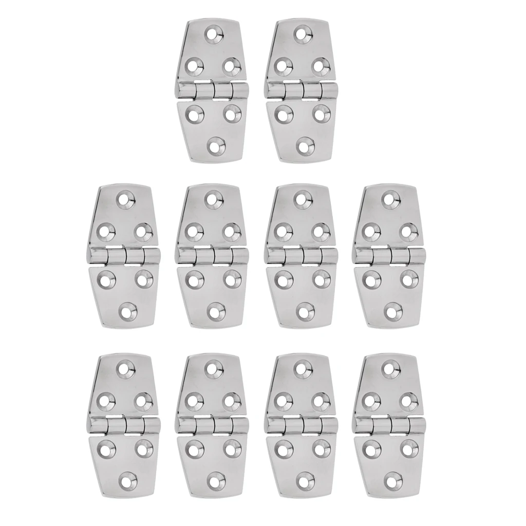 10 Pieces High Polished 316 Stainless Steel Strap Hinge Door Hinge Flush Mount Deck Hardware for Marine Boat Yacht RV