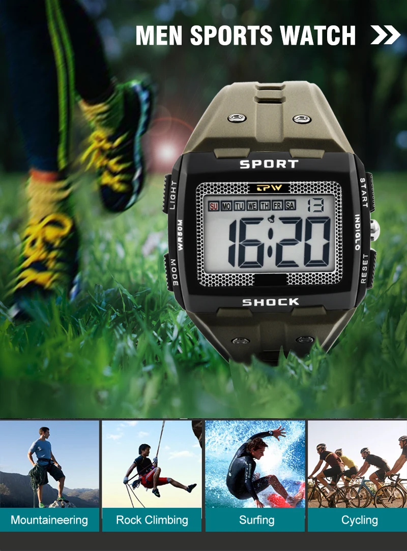 2022 New Big Number Men Watch Multifunction Alarm Clock 5ATM Waterproof Camouflage Sports Digital Wristwatches Relogio Masculino