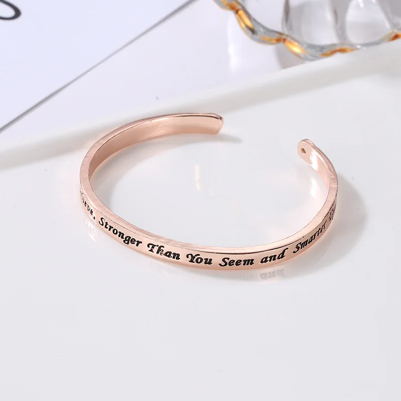 Открытый браслет браслеты из розового золота для женщин Серебряный браслет с буквами пара ювелирных изделий унисекс Регулируемый Браслет манжета