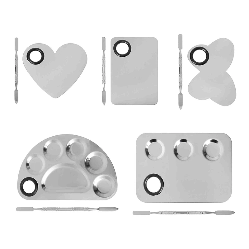 

Portable Stainless Steel Color Palette Eyeshadow Rod Manicure Tool Mixing Plate Makeup Nail Stamping Plates Foundation