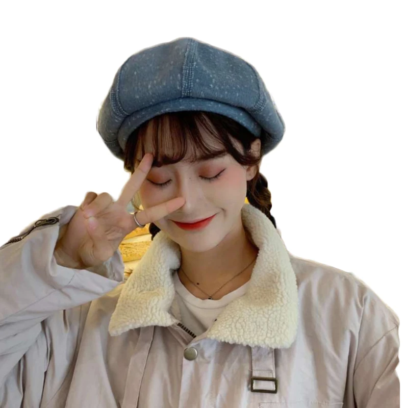 Ladies Stylish Beret for Winter Female Vintage Cotton Plaid Hats Fashion Octagonal Beret Cap Autumn New Brand Women's