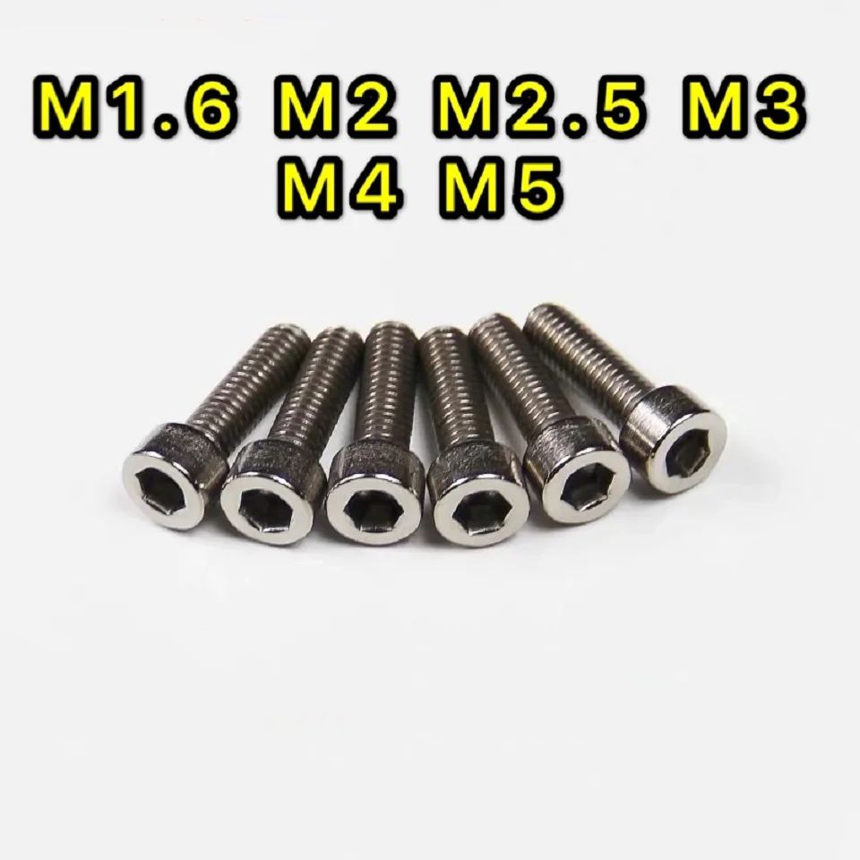 Титановый болт M1.6 M2M2.5 M3M4M5 GB70.1 50 шт. DIN912 Шестигранная головка болты Ti серого цвета
