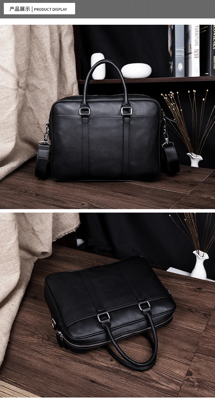 Men's Business Black Casual Bag pu leather Briefcase men's Tote bags High quality male Business large capacity