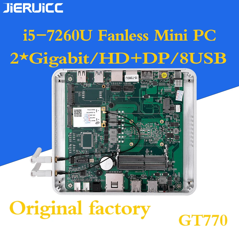 Экономичный безвентиляторный мини-компьютер Intel Core i5 7260U чехол из алюминиевого сплава мини-ПК HTPC поддержка 4K HD дисплей 7*24 часов работы