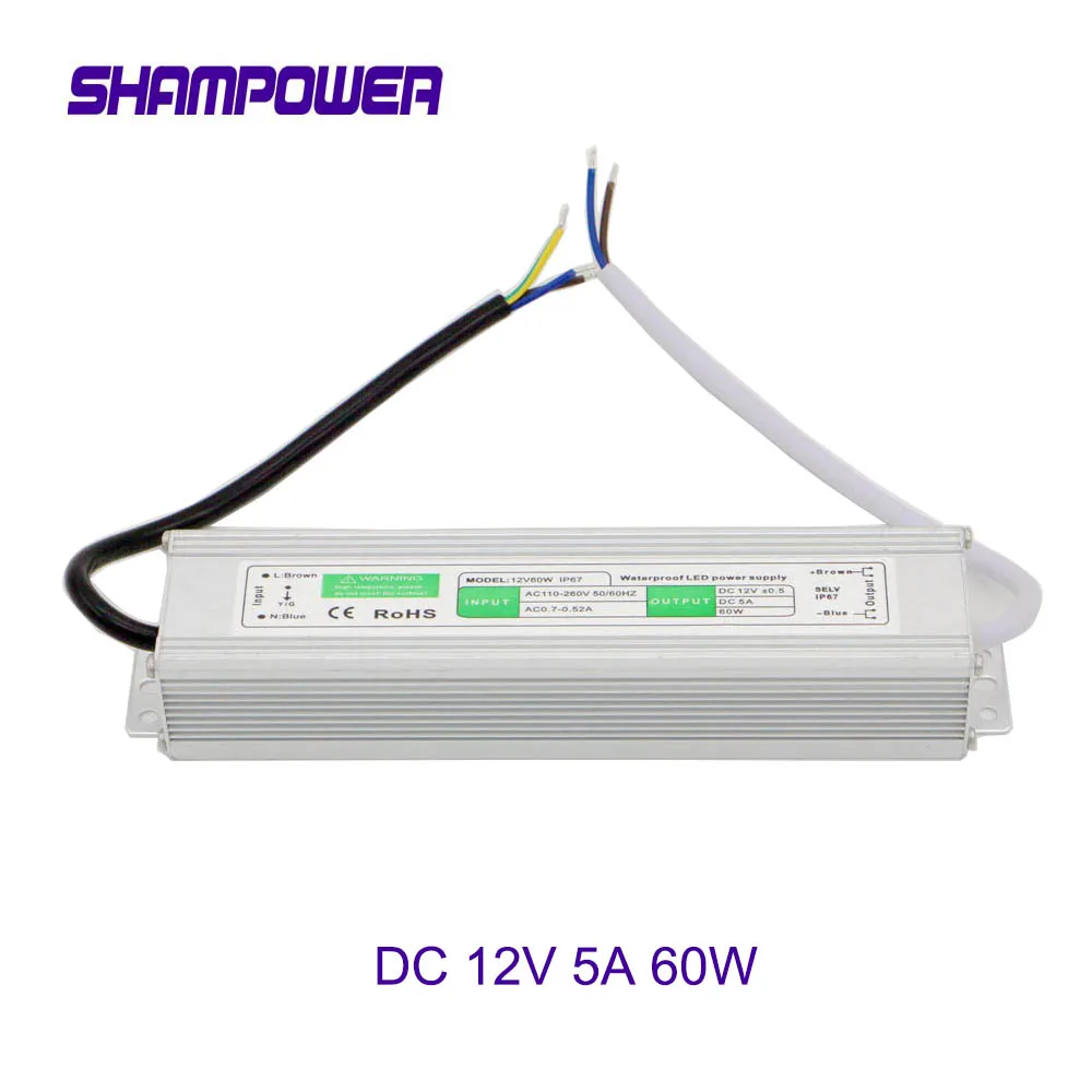 SHAM маленький водонепроницаемый DC 12V 5A 60W драйвер источника питания импульсный