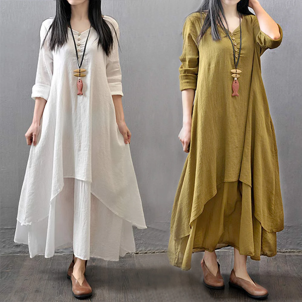 long cotton linen dresses