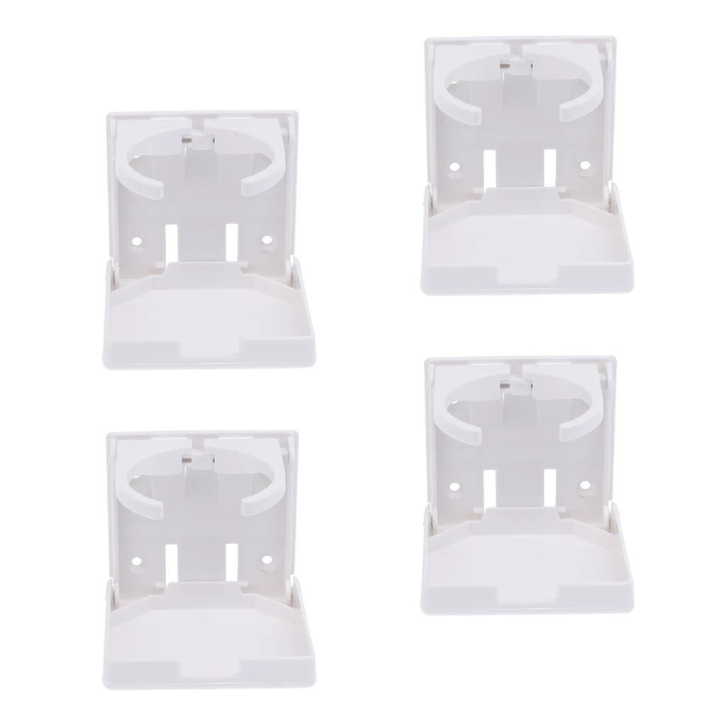 4 X Adjustable Folding White Nylon Drink Cup Holders Boat/Marine/Caravan/Car