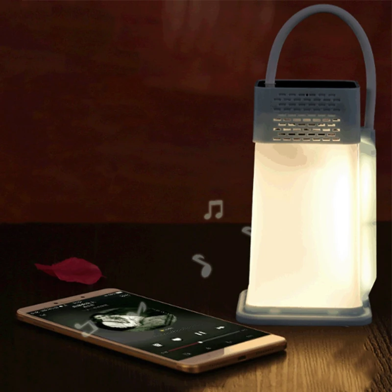 Bluetooth динамик, USB перезаряжаемая Светодиодная настольная лампа, портативный Ночной светильник, лампа для чтения, стерео динамик для дома, отдыха на природе, кемпинга, НЧ-динамик S