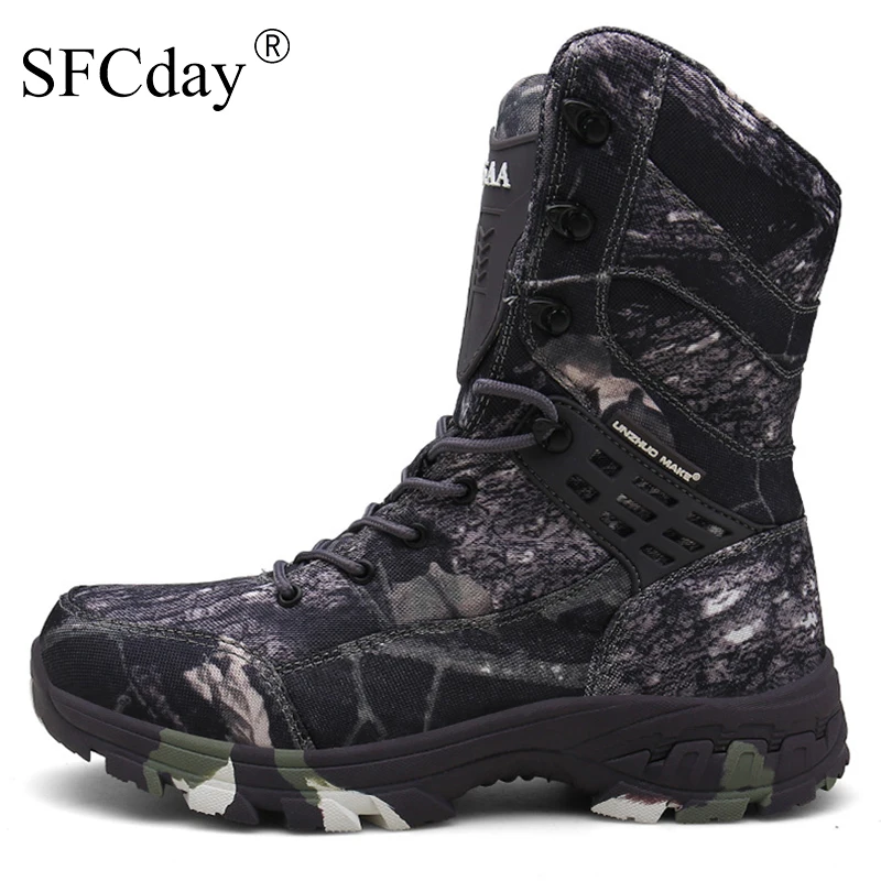 

New Waterproof Men Tactical Military Boots Desert Boots Hiking Camouflage High-top Desert Men's Boots Fashion Work Men's Shoes