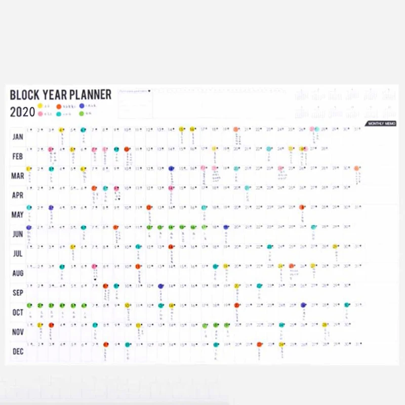 2020 блок ГОД ПЛАНИРОВЩИК ежедневный план настенный бумажный календарь с 2 листами EVA марка наклейки для офиса школы дома