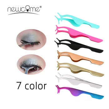 

NEWCOME 7 Colors Stainless Steel Eyelash Tweezer Makeup Tool Nail Eye Lash Tweezers Eyebrow Clip Makeup Tool