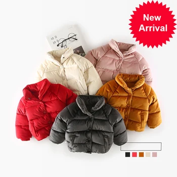 

Children's Clothing in Korean Winter Boys and Girls Down Cotton-padded Baby Golden Velvet Warming Coat