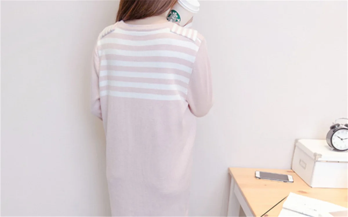 Pregnant autumn fashion long coat loose stitching color bottoming shirt knit dress comfortable soft pregnant long sweater
