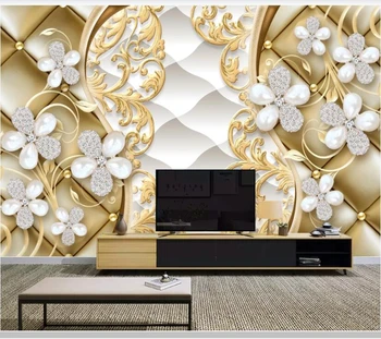 

Papel de parede Romantic soft bag jewelry flower european background wallpaper mural,living room bedroom wall papers home decor