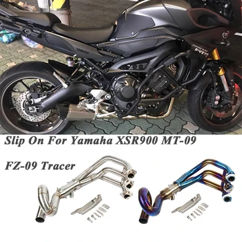 

Slip On For YAMAHA MT09 MT-09 FZ-09 tracer XSR900 Motorcycle Exhaust Escape Modified Titanium Alloy Front Middle Link Pipe