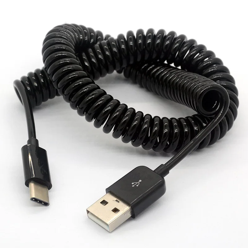1 м 3 м usb type C пружинный спиральный кабель для samsung S10 S9 S8 Быстрая зарядка Выдвижной type-C кабель для зарядки мобильного телефона USB C - Тип штекера: 3m