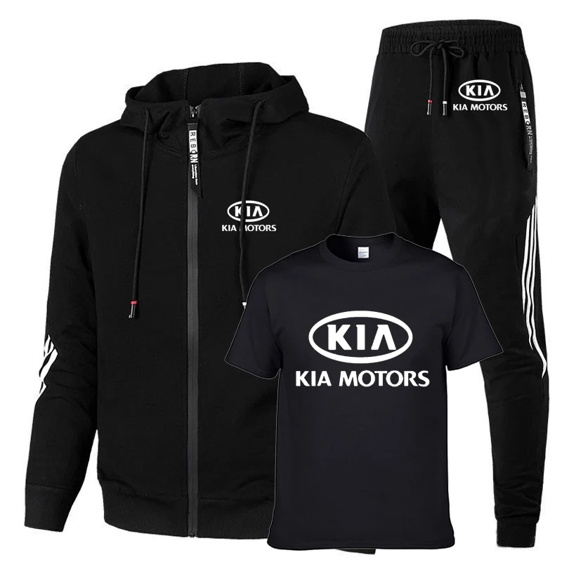 High Quality Cotton Spring Autumn KIA Car Logo Printing Men's jackets  Casual Men's jacket + sweater + pants three piece suit|Men's Sets| -  AliExpress