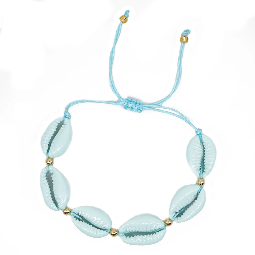 Go2boho браслет Cowrie-Shell женский браслет с краской Летняя Пляжная розовая красная бижутерия натуральная оболочка Pulseras богемный - Окраска металла: B-B190060L