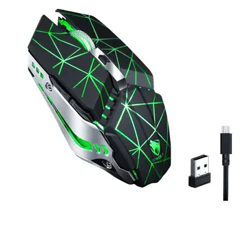 

BEESCLOVER Wireless Mouse Optical 2.4GHz Rechargeable Lithium Battery LED Backlit 1600DPI Mechanical Gaming Mice for PC Laptop