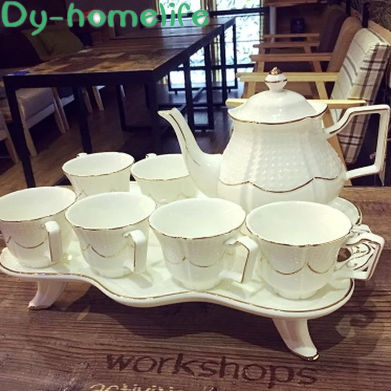 

Nordic Phnom Penh Tall Ceramic Tray Embossed Ceramic Coffee Tea Set Restaurant Household Teapot Cup Coffee Set Water Set