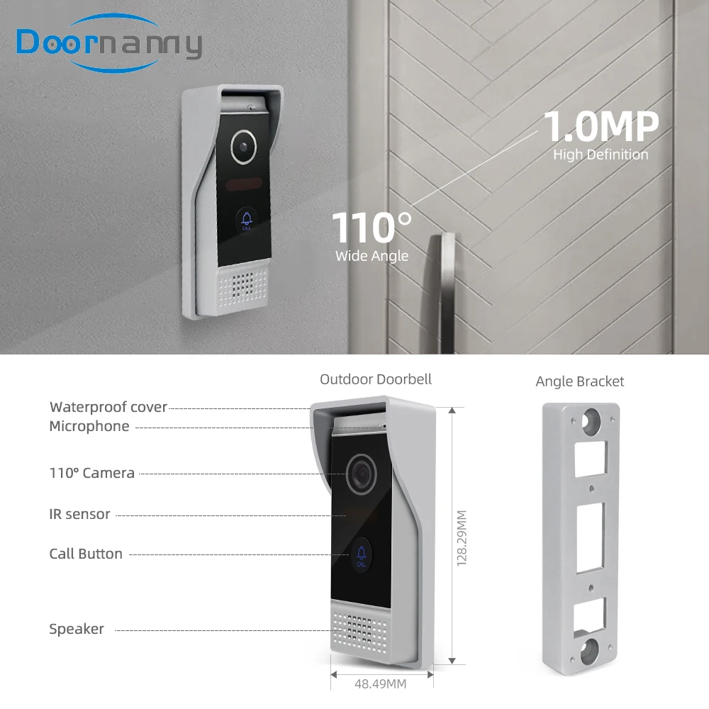 Doornanny Video Intercom For Home Apartment WiFi Tuya Smart Video Doorbell Video Entry Phone AHD Door Peephole Camera Bell