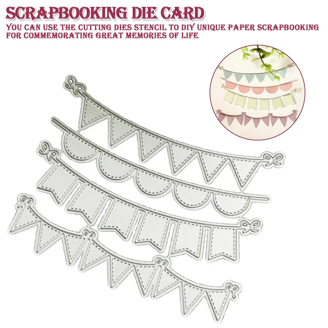 

4pcs/set Triangle Circle banners Metal Cutting Dies Stencils for DIY Scrapbooking Album Paper Card Decorative Craft Die Cuts