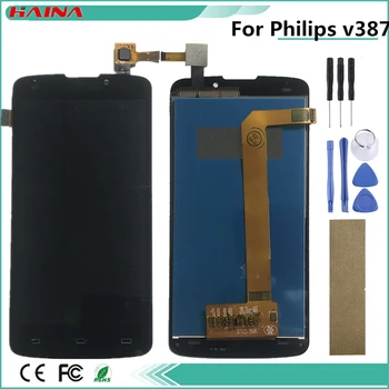 

100% testd 5.0 inch phone lcd For Philips Xenium V387 LCD Display Touch Screen Panel Glass Assembly