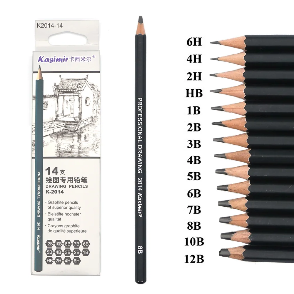 14 Pcs/set Professional Art Sketch Drawing Writing Pencil1B 2B 3B 4B 5B 6B 7B 8B 10B 12B 2H 4H 6H HB Pencil Stationery Supplies |