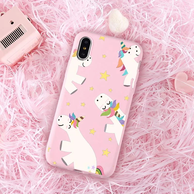 Милый ЕДИНОРОГ розовый чехол для телефона девочек iPhone XS Max XR 7 8 6 6s Plus 5 5s SE